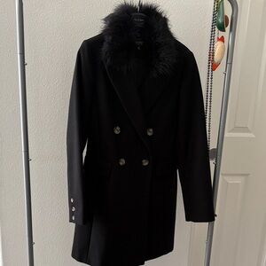Elegant Black Double-Breasted Women's Coat